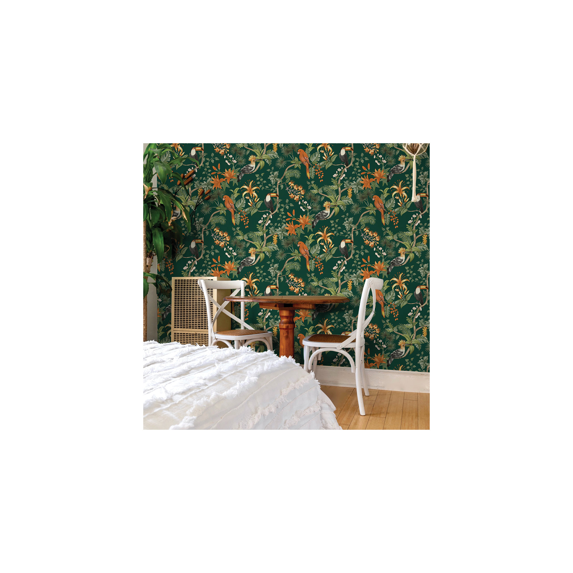 Birds of Paradise Peel and Stick Wallpaper, Green