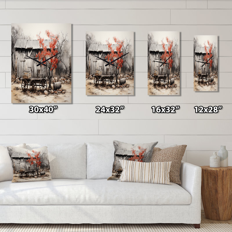 Barn Rustic Elegance I - Horloges murales très grandes de style campagnard, H 32 po x l 24 po x P 1 po