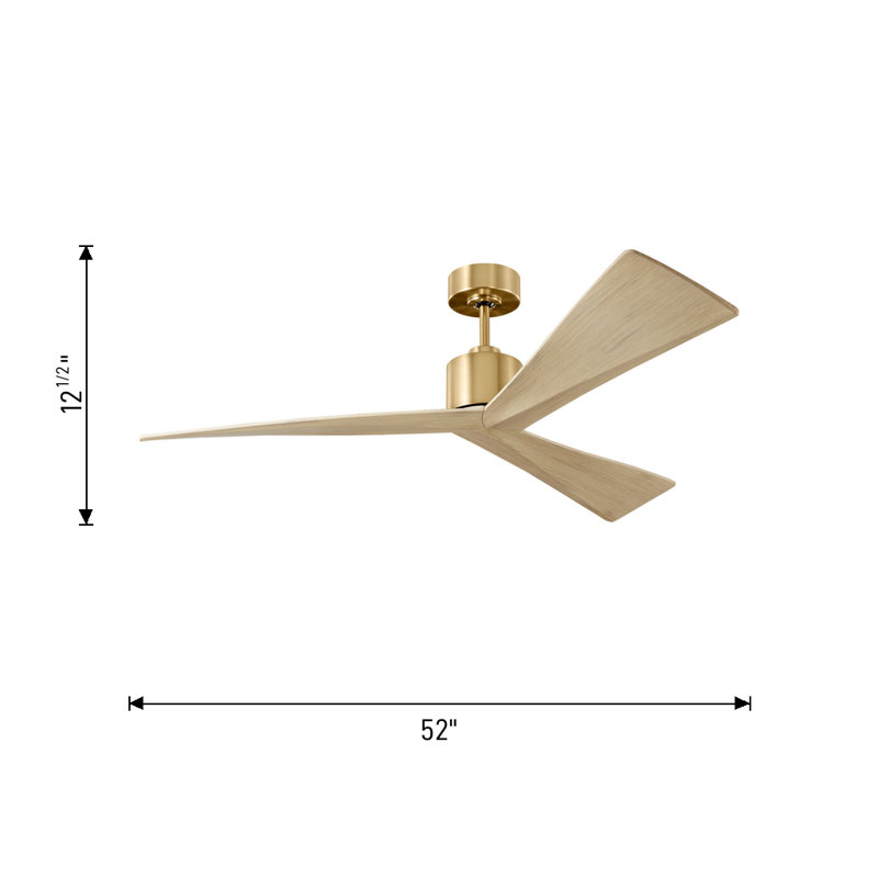 Visual Comfort Fan Adler 52 Indoor Ceiling Fan with Natural Honey ABS blades and Handheld Remote, Burnished Brass