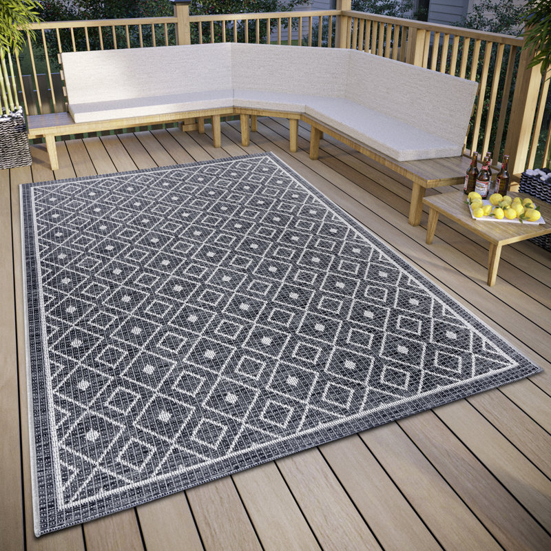 Flatweave Grey/Beige Rug, Rectangle 170 x 115cm