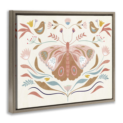 «Boho Folk Moth», art mural encadré flottant par Kim Allen