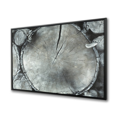 Stacked Wood Logs | Monochrome Trees Framed Canvas Decor