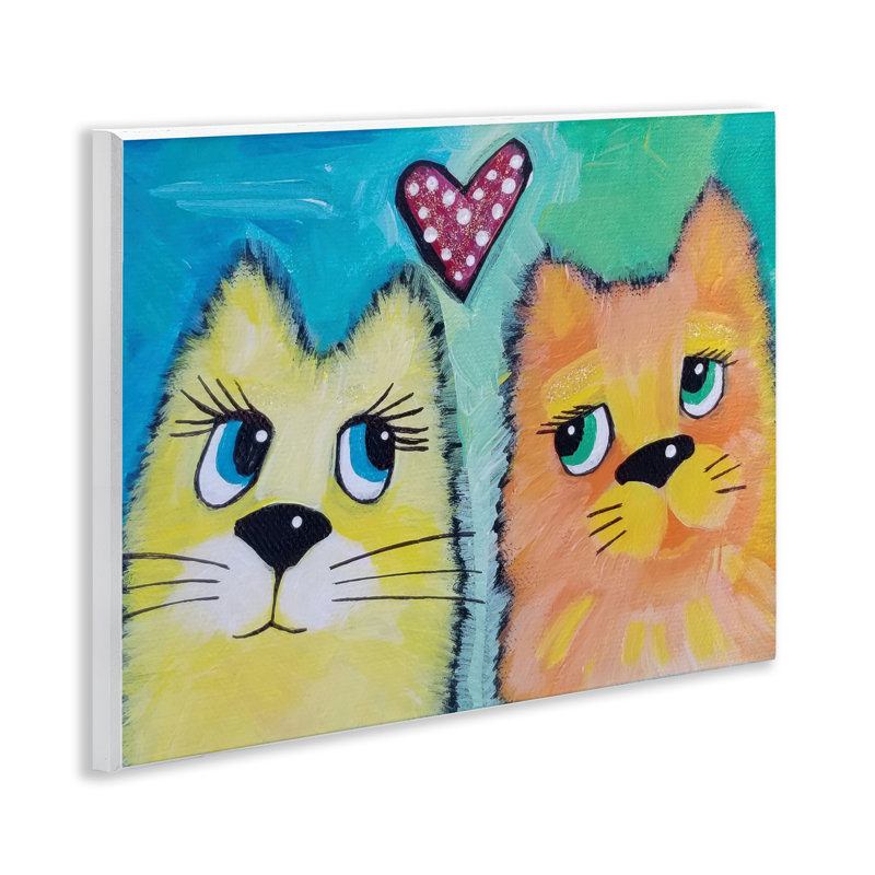Art mural en forme de paire de chats aimants, conception par Nettie Price