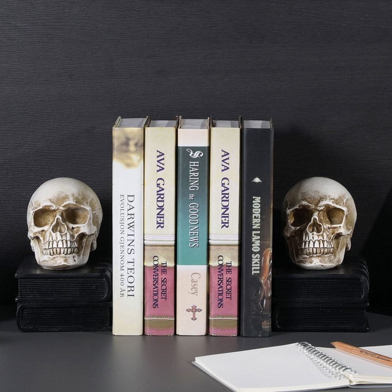 Halloween Gothic Skull Book Ends