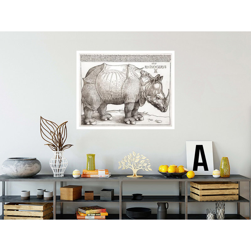 «The Rhinoceros» par Albrecht Dürer - Estampe numérique, H 32 po x l 40 po