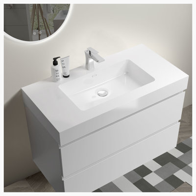 Meuble-lavabo simple 35,8 po avec plateau Atqiya