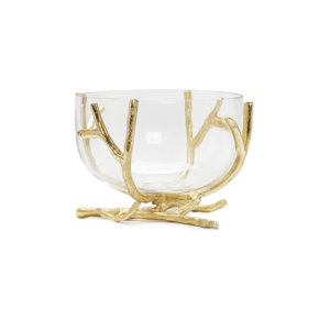 Medium Glass Bowl Gold Branch Design