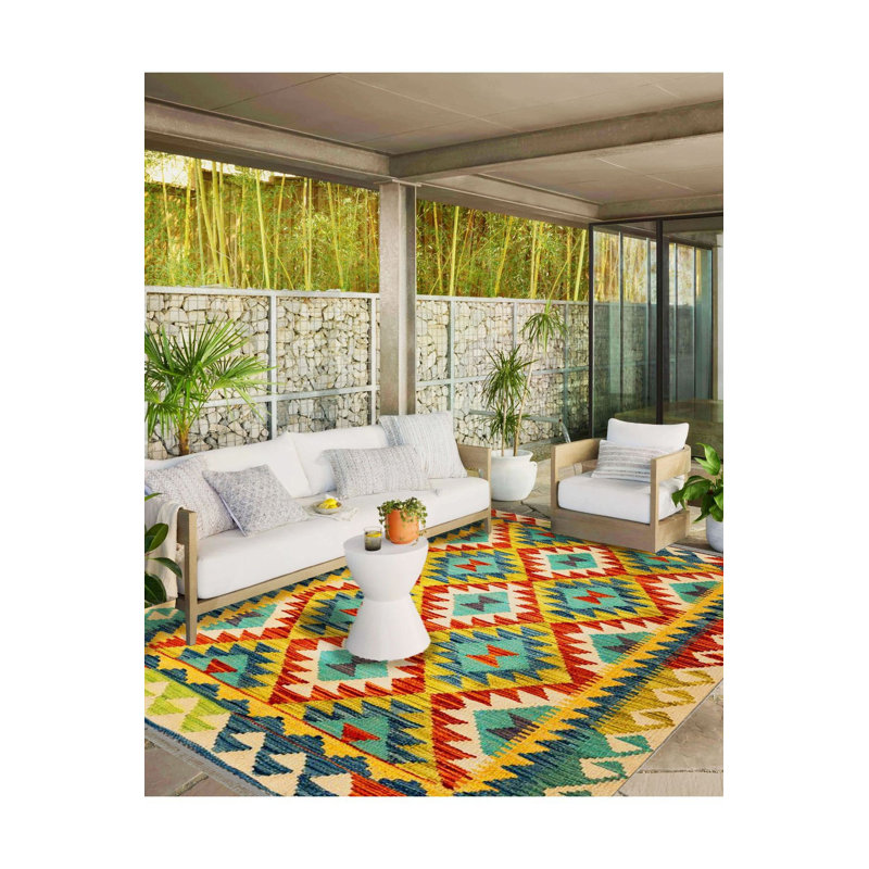 Tapis décoratif multicolore lavable à la machine, Sous-tapis rectangulaire de 3 pi 3 po x 4 pi 11 po