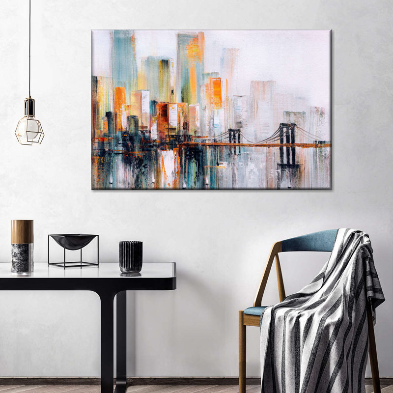 «City Skyline Abstract», reproduction sur toile tendue, H 8 po x l 12 po x P 1 po