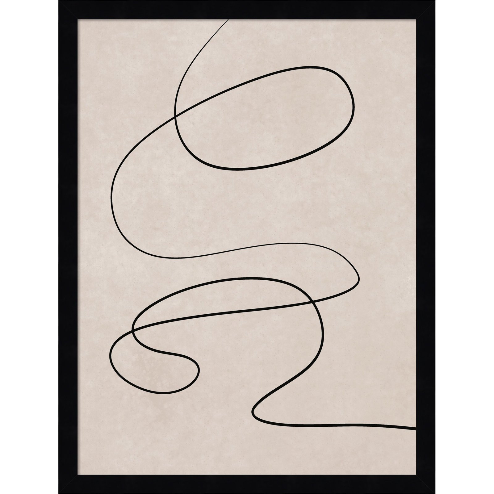 Black Line and Textured Beige Print, Black, 21" H x 16" W