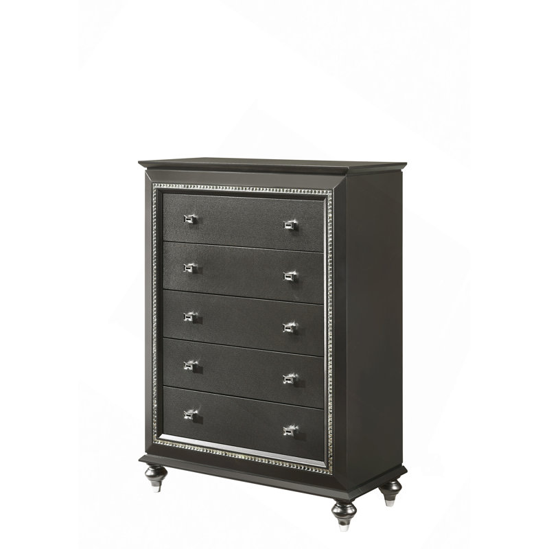 Commode à tiroirs, commode à finition gris métallique