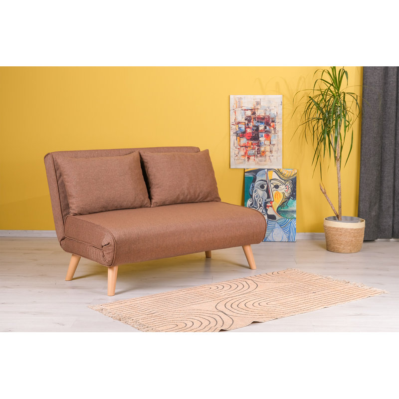 Allinson 120cm Upholstered Convertible Sofa, Brown