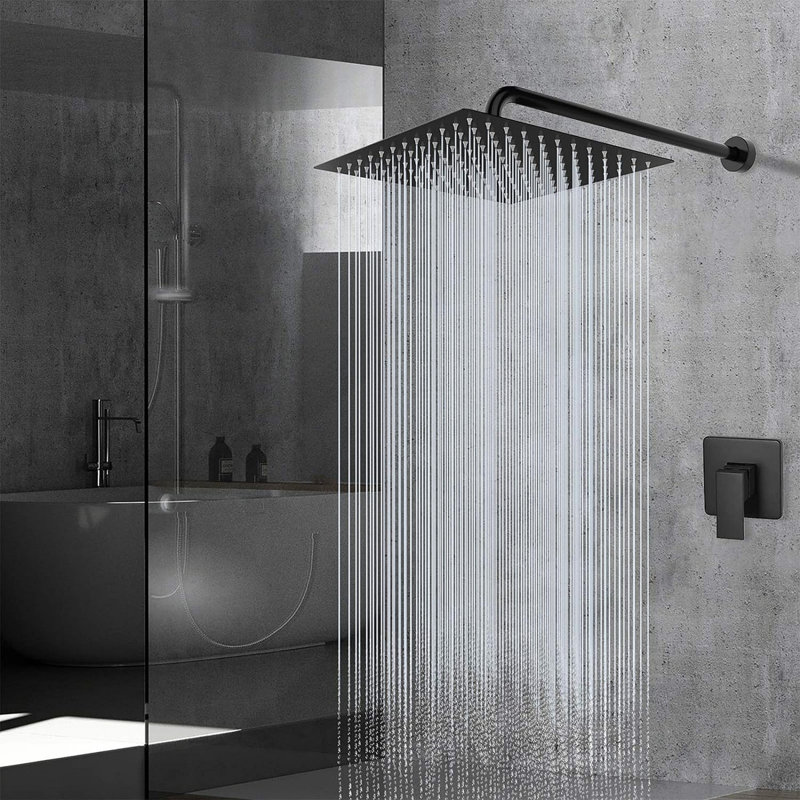 Pomme de douche surdimensionnée en acier inoxydable surdimensionnée de 16 po - Pomme de douche à haute pression, pomme de douche carrée à pluie - Couverture complète du corps en cascade - Fixation universelle au plafond ou au mur