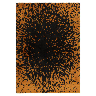 Alaisdair Splash Abstract Black Orange Area Rug