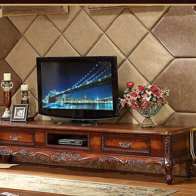 European Vintage Carved TV Stand