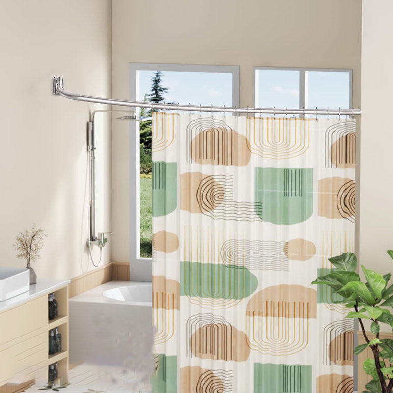 Barre de rideau de douche incurvée et réglable de 40 à 72 pouces pour salle de bain, nickel brossé, Nickel brossé