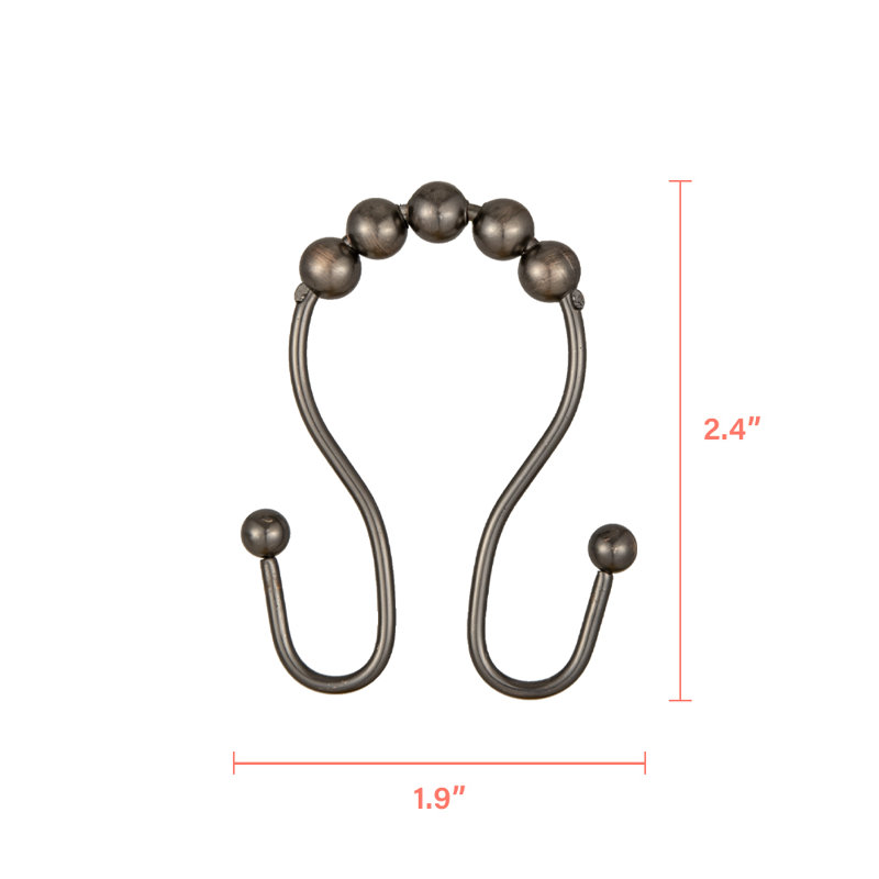 Oil Rubbed Bronze Stainless Steel Double Roller Ball Shower Curtain Hooks