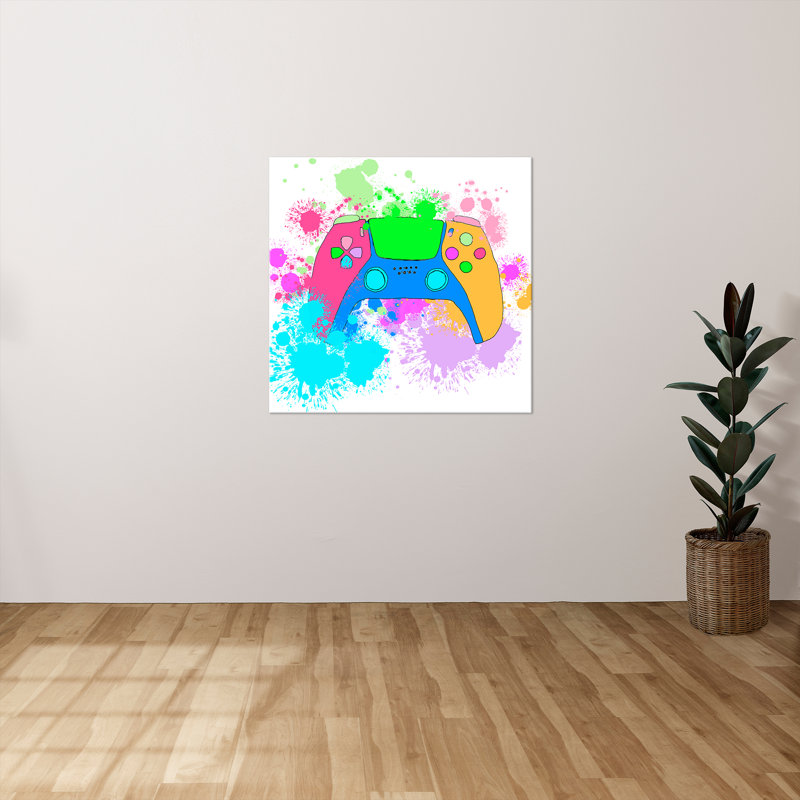 "Gaming In Color" by Daniela Santiago Print on Canvas, H 28 po x l 28 po x P 1,5 po