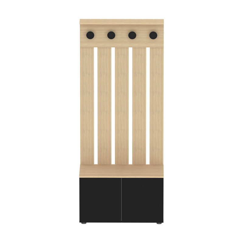Shalonda Hall Tree 196.09cm Wide with Bench and Shoe Storage, Black