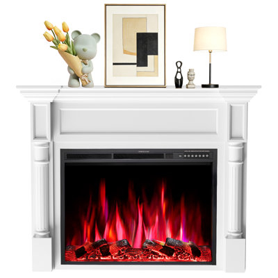 Meuble télé 55 po pour foyer électrique 750 W / 1500 W, flamme réglable, minuterie 8 heures, télécommande