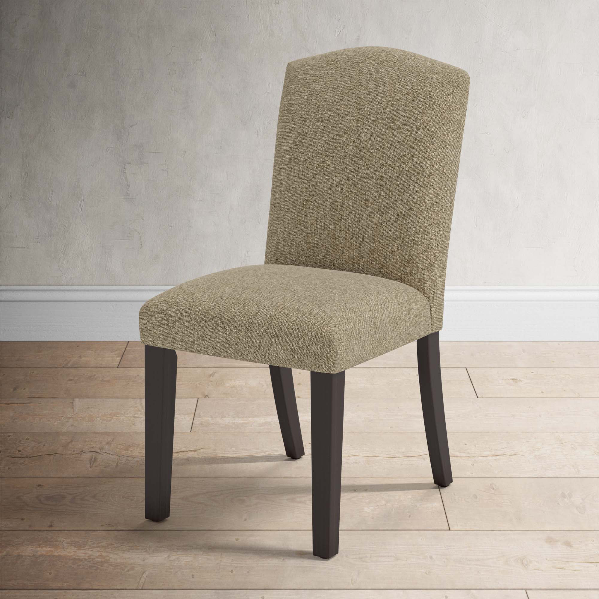 Estrela Upholstered Dining Chair, Zuma Natural Textured Linen, Espresso