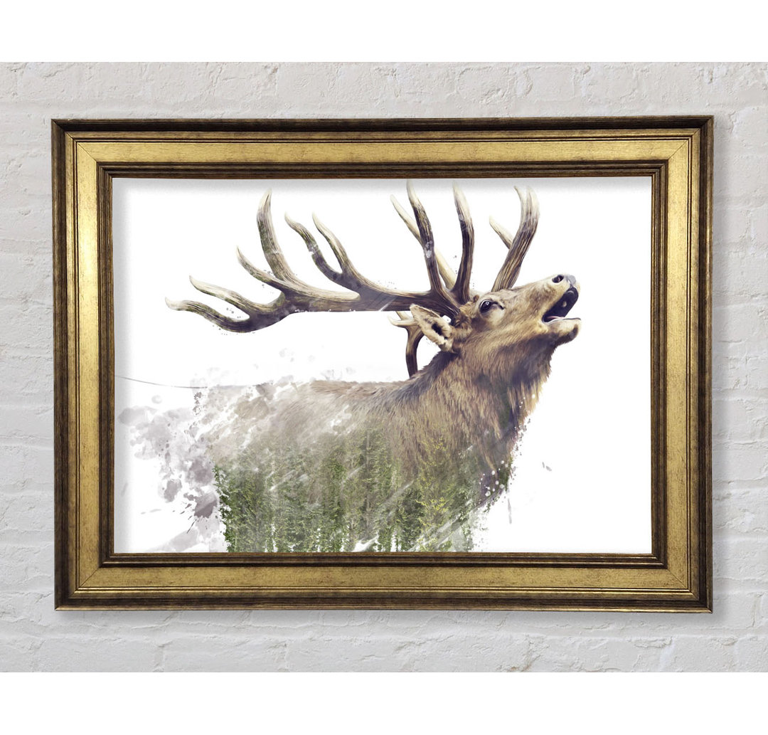 Double Exposure Stag - Einzelner Bilderrahmen Kunstdrucke