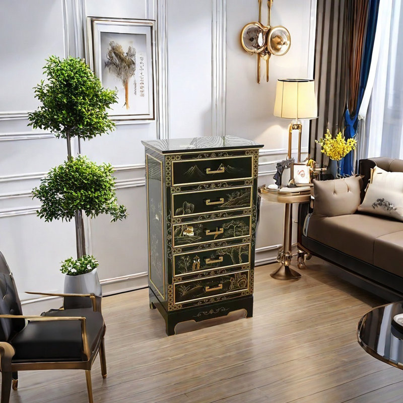 Commode décorative classique en bois peinte à la main