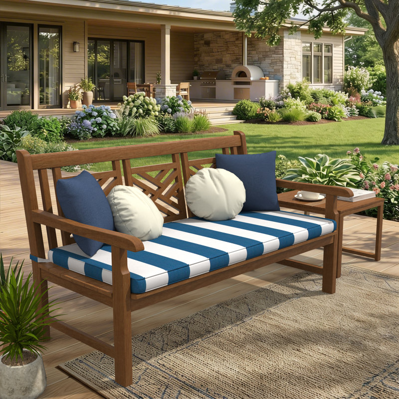 Sunbrella® Indoor/Outdoor Bench Seat Cushion, 3" Thick, 37" W x 17" D, Sunbrella® Cabana Regatta