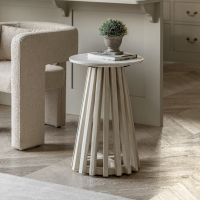 Chatrine Marble Top Pedestal Round Side Table