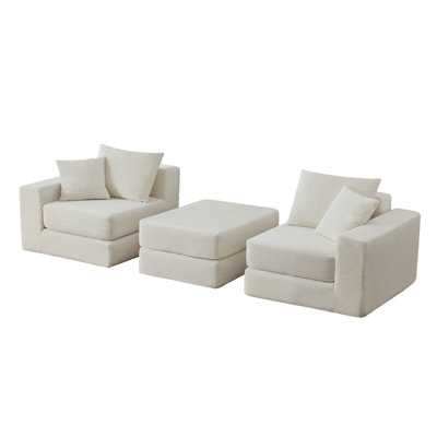 Modular Sectional Loveaeat Cloud Sofa, Boneless Couch With Non Slip Base, Cozy Sleeper Sofa For Customizable Living Spaces, Modern Modular Couch With L-Shape Chaise, Deep Seat & No Assembly