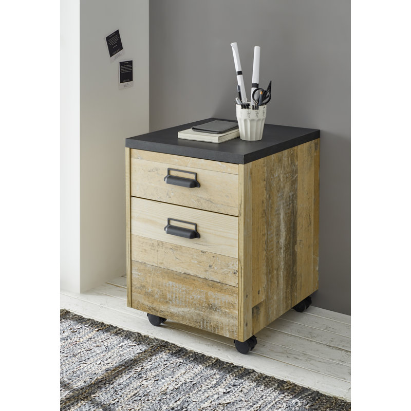 Jackeline 2 Piece Desk Office Set, Natural/Anthracite