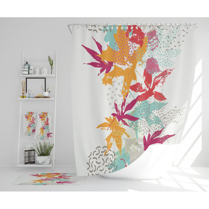 Newmones Polyester Shower Curtain Set, Pink/Light Grey