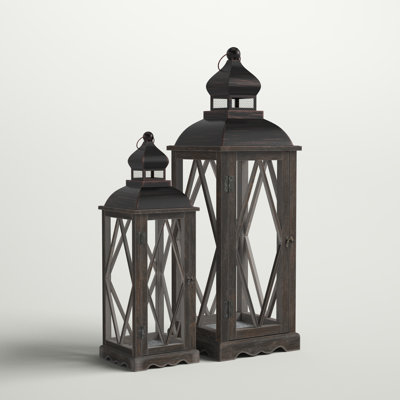 Medders Farmhouse Diamond Antique Tabletop Lantern Set