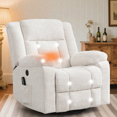 Recliner Chair, 360°Swivel Recliner, Recliners With Heat And Massage, Rocker Recliner For Adults , Side Pocket And USB Ports by Winston Porter
