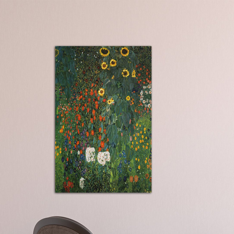 Reproduction d’art sur toile, "jardin avec des fleurs de la ferme 1912" par gustav klimt,, H 40 po x l 26 po x P 1,5 po