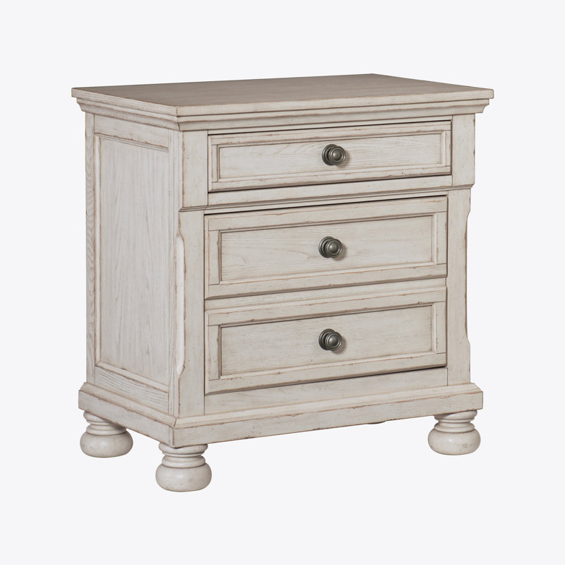 Table de chevet 2 tiroirs Eedie, Blanc