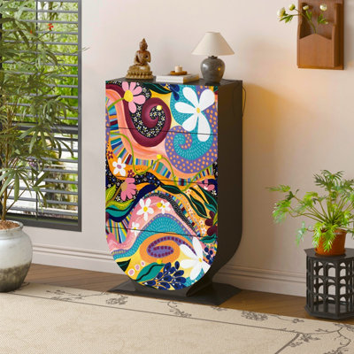 Commode à quatre tiroirs moderne et abstraite