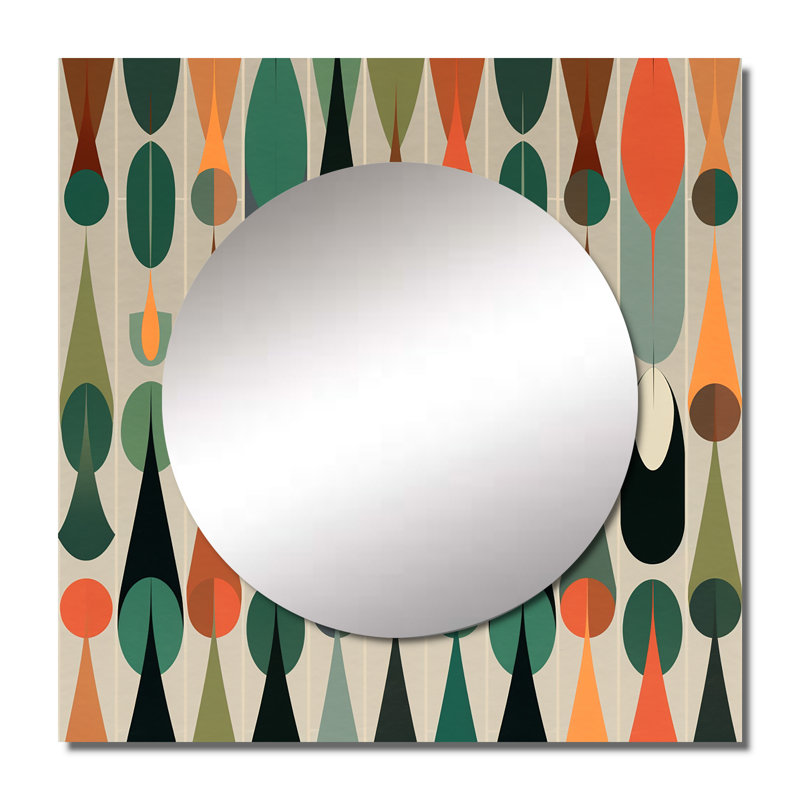 Gaurik - miroir abstrait géométrique carré rétro G X, 23 po x 23 po