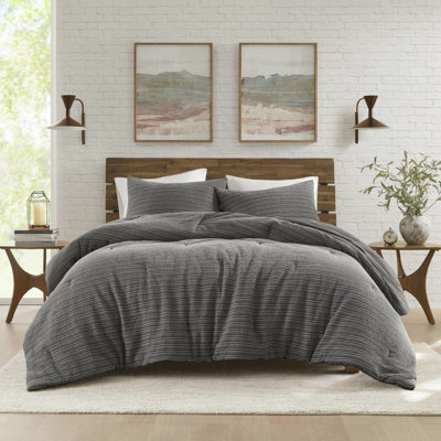King/ King Comforter , 3Pcs, Waffle Washed, Breathable 100% Cotton Sides, Classic Worn - In Appearance, Fabric, Fill, Year Round Warmth Cotton, Vintage Look And Feel, Comfort