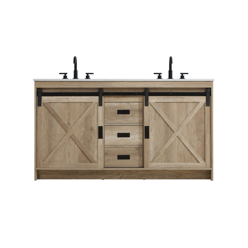 Meuble-lavabo double 60 po Boden, Chêne naturel