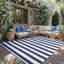 Tapis d'extérieur à rayures bleues et blanches Classic-360573329