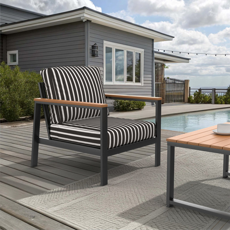 Chaise longue d'extérieur avec coussins Sunbrella® Townsend, Brun