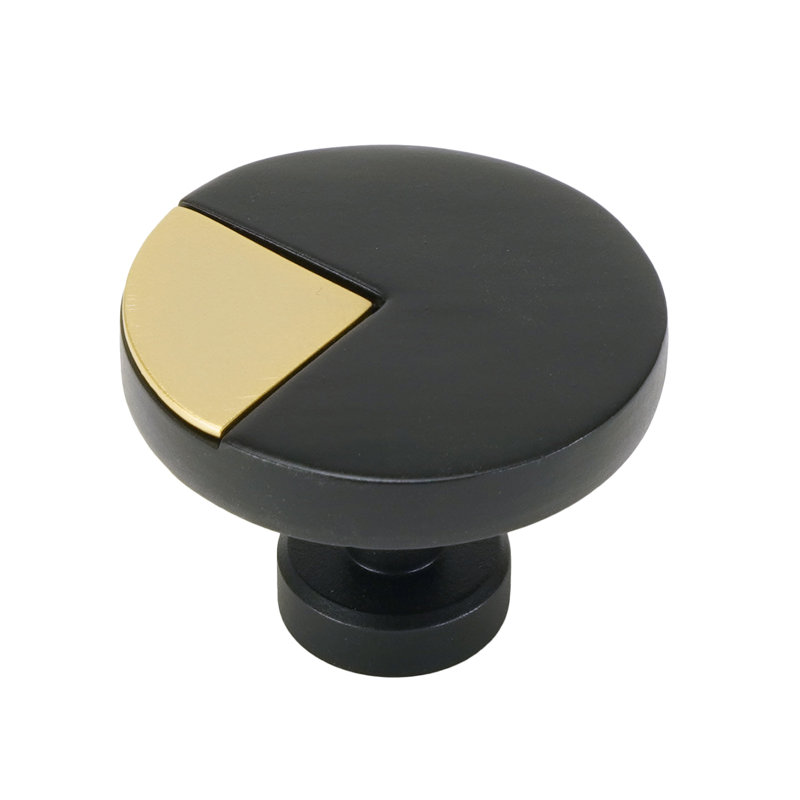 Spectra large round knob in Matte Black finish with Gold