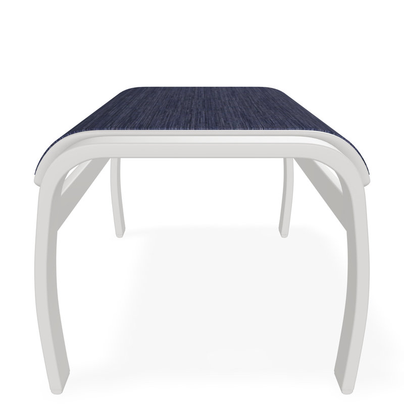 Belle Isle Sling Aluminum Frame Ottoman, Snow, Collect Indigo