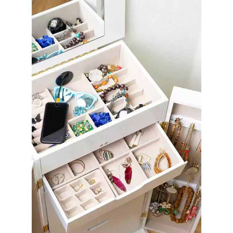 Armoire à bijoux minimaliste en chêne de style nordique minimaliste, Blanc