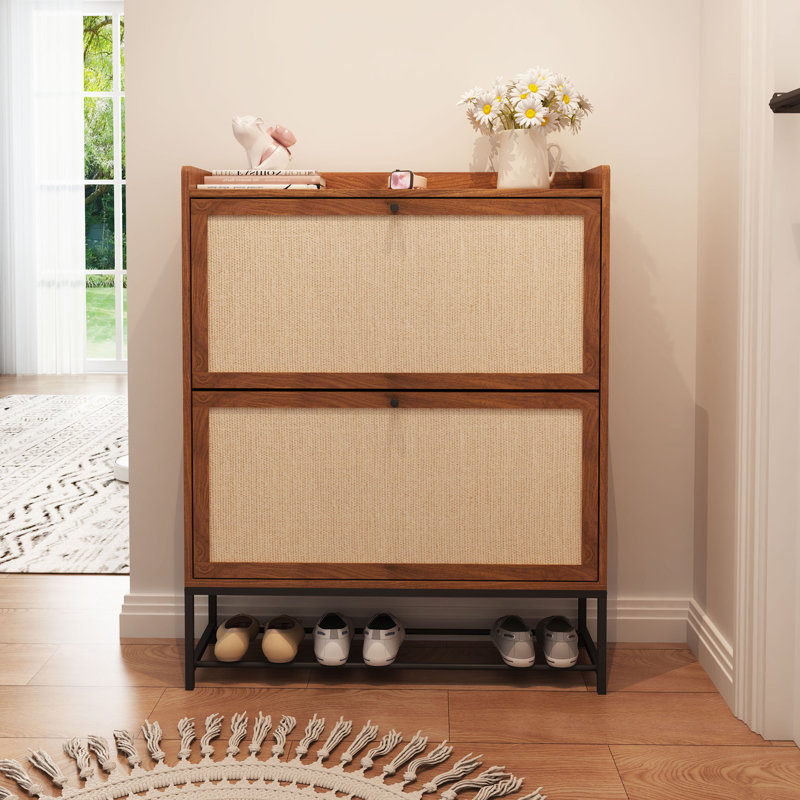 Clie 16 Pair Shoe Storage Cabinet, Brown Wood
