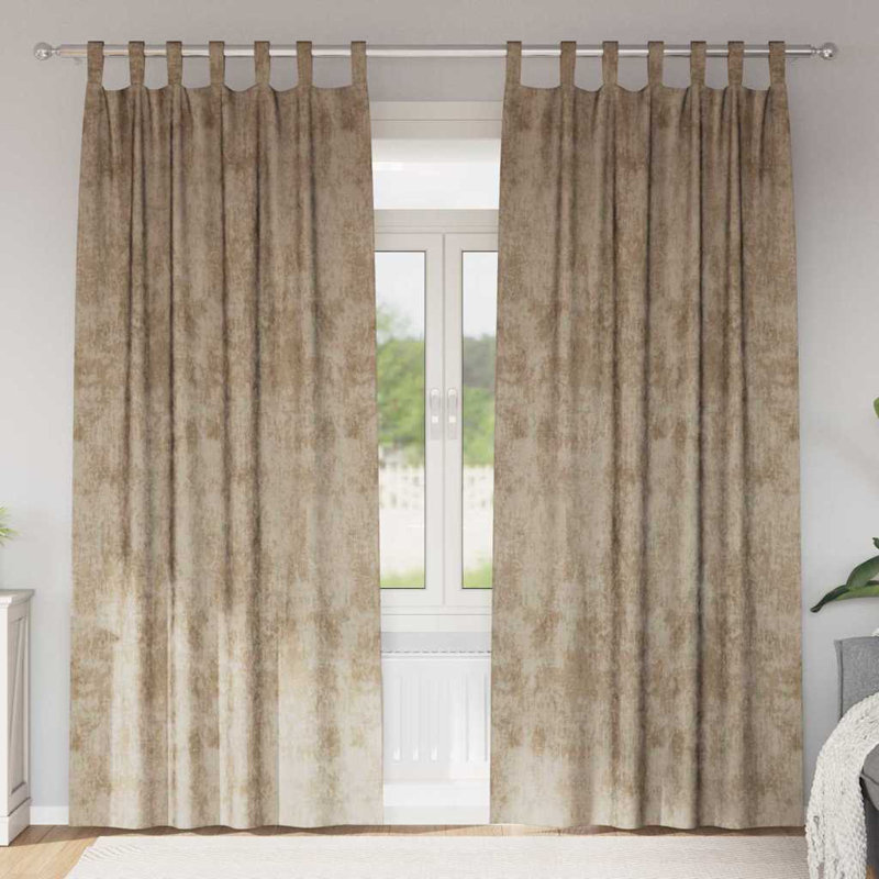 Alithia Velvet Room Darkening Curtain Pair, Champagne, 140cm Width x 245cm Drop