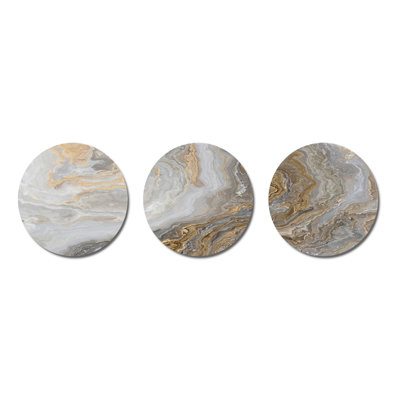 Marbre blanc avec veines gris et or Curley - ensemble de décoration murale en métal Glam