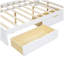 Lit de coin en bois en forme de L avec tiroirs sous le lit avec bibliothèque de rangement et tête de lit tapissier et ports de chargement USB pour un espace limité-669466595