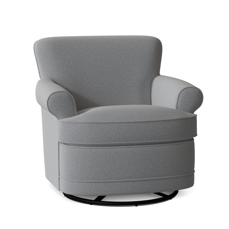 Maxton Cotton Upholstered Swivel Armchair, Light Blue Performance Fabric; 0851-55